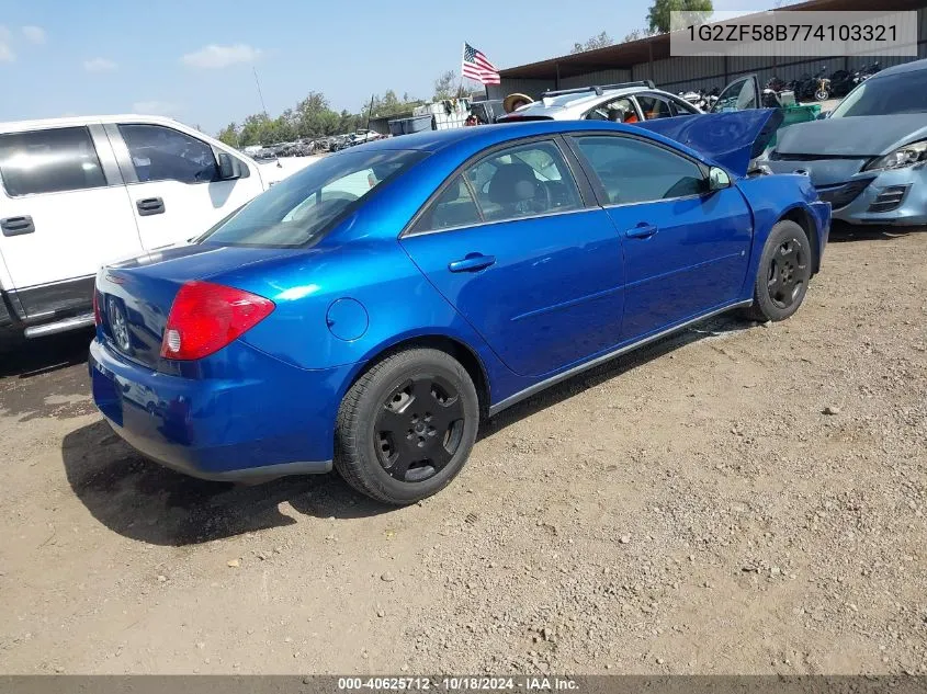 2007 Pontiac G6 Value Leader VIN: 1G2ZF58B774103321 Lot: 40625712