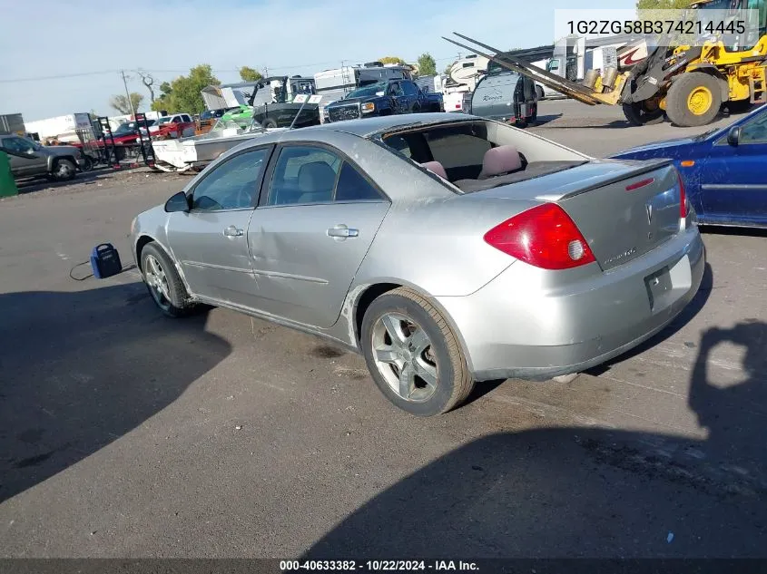 2007 Pontiac G6 VIN: 1G2ZG58B374214445 Lot: 40633382