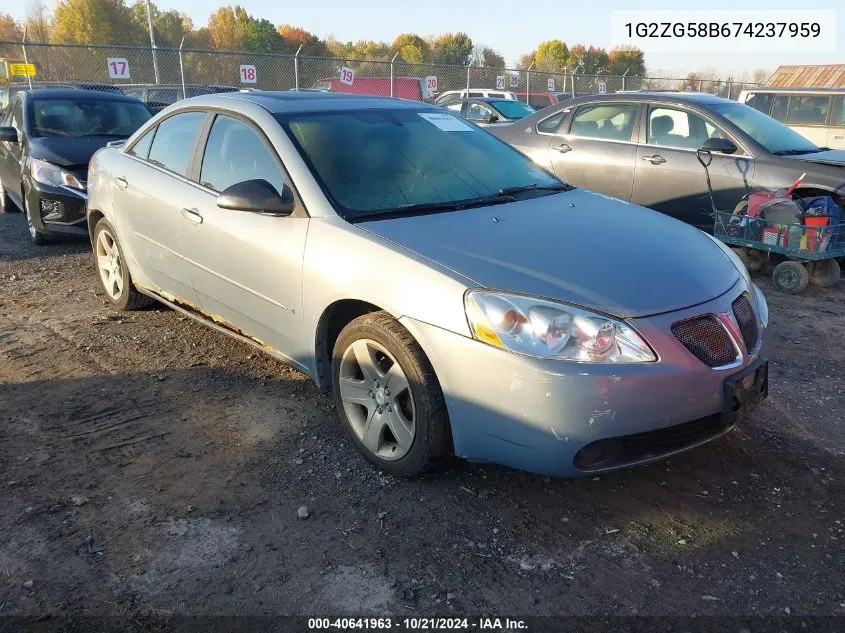 2007 Pontiac G6 Se VIN: 1G2ZG58B674237959 Lot: 40641963