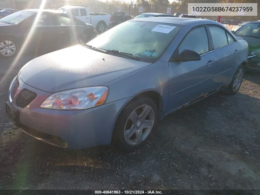 2007 Pontiac G6 Se VIN: 1G2ZG58B674237959 Lot: 40641963