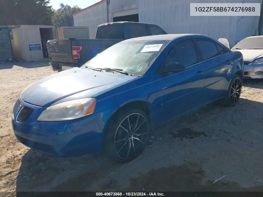 2007 Pontiac G6 Value Leader VIN: 1G2ZF58B674276988 Lot: 40673868