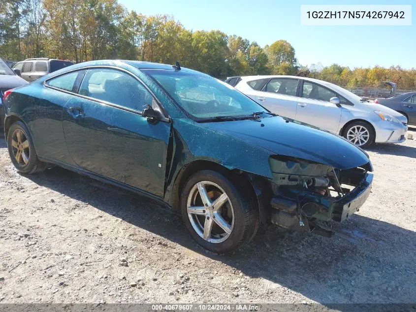 2007 Pontiac G6 Gt VIN: 1G2ZH17N574267942 Lot: 40679607