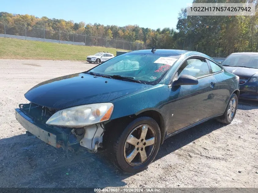 2007 Pontiac G6 Gt VIN: 1G2ZH17N574267942 Lot: 40679607