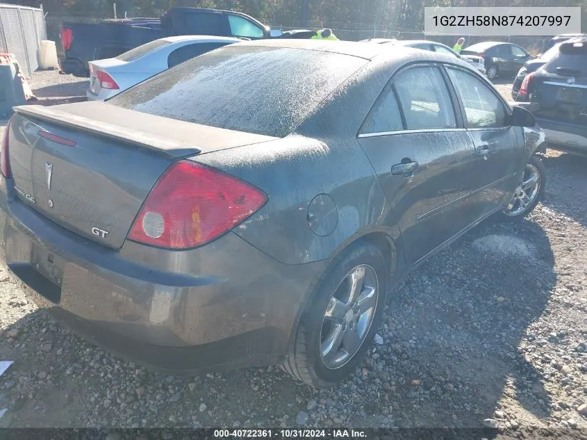 2007 Pontiac G6 Gt VIN: 1G2ZH58N874207997 Lot: 40722361