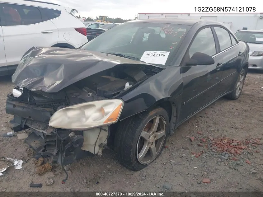 2007 Pontiac G6 VIN: 1G2ZG58N574121078 Lot: 40727370