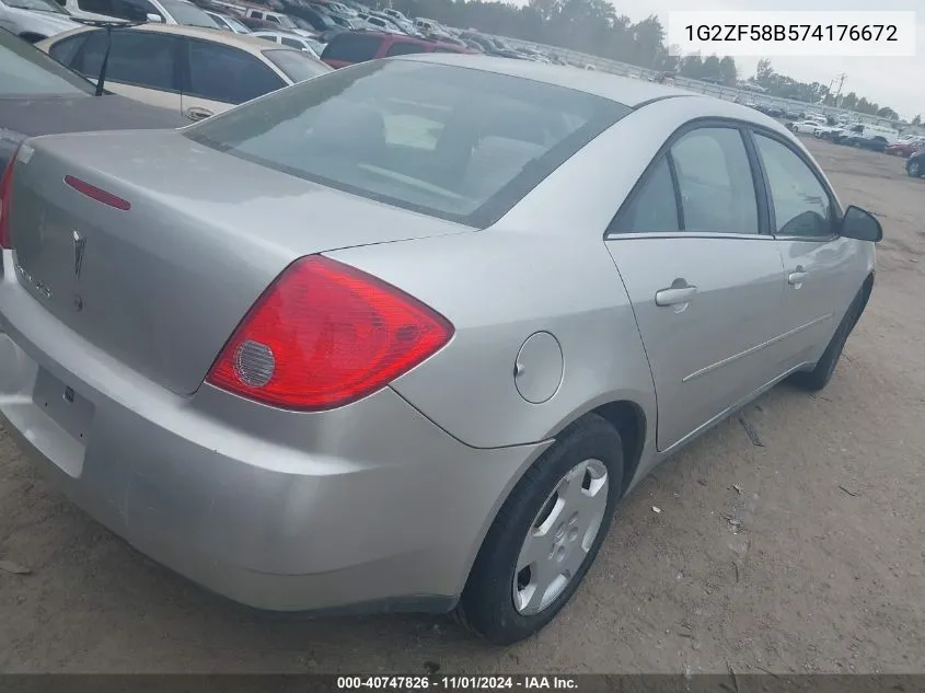 2007 Pontiac G6 Value Leader VIN: 1G2ZF58B574176672 Lot: 40747826