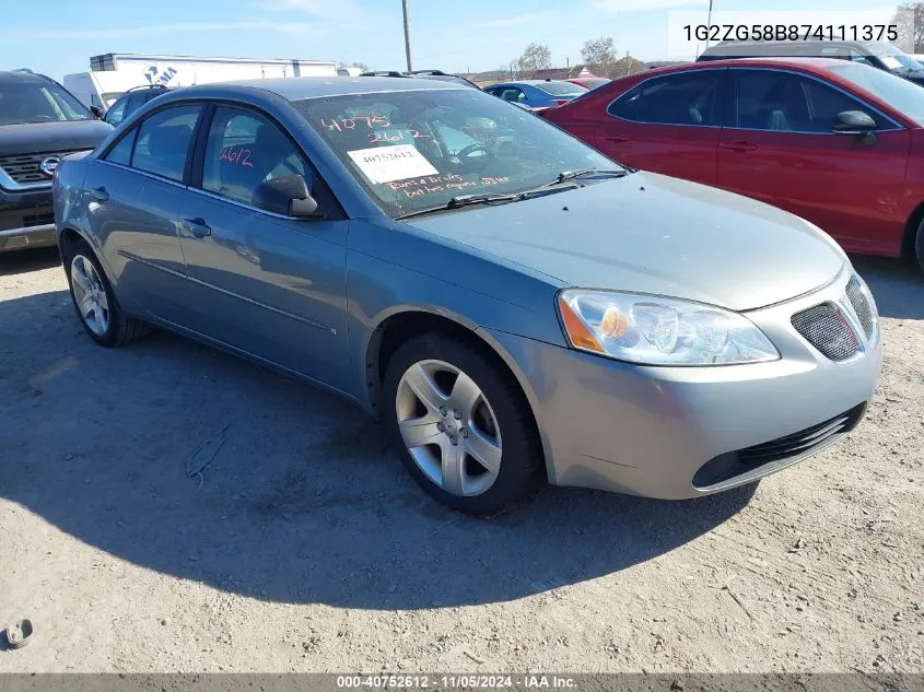 2007 Pontiac G6 VIN: 1G2ZG58B874111375 Lot: 40752612