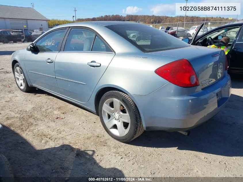 2007 Pontiac G6 VIN: 1G2ZG58B874111375 Lot: 40752612