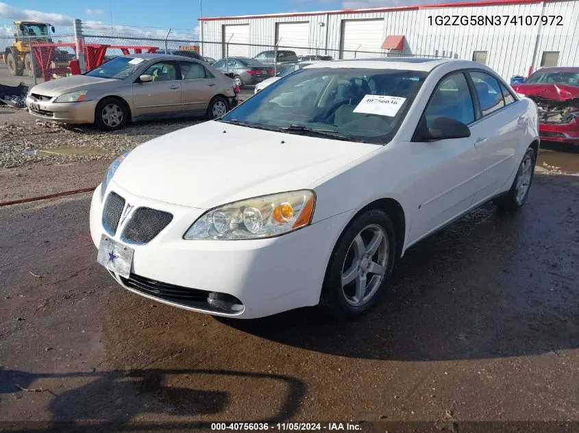 2007 Pontiac G6 VIN: 1G2ZG58N374107972 Lot: 40756036