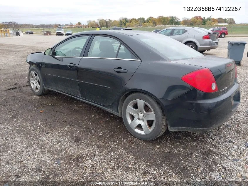 2007 Pontiac G6 VIN: 1G2ZG58B574122267 Lot: 40766761