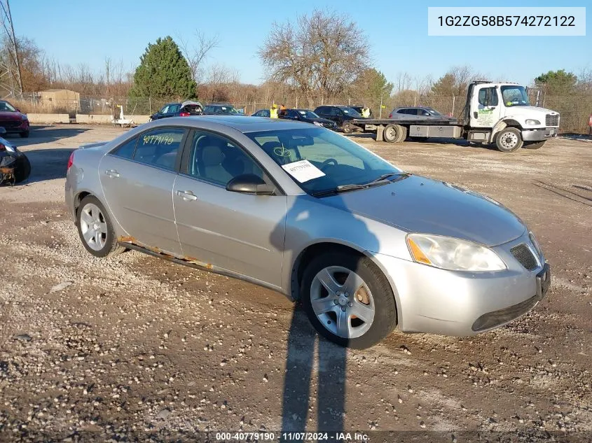 2007 Pontiac G6 VIN: 1G2ZG58B574272122 Lot: 40779190