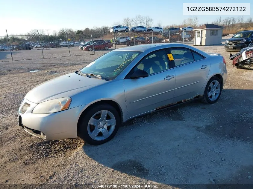 2007 Pontiac G6 VIN: 1G2ZG58B574272122 Lot: 40779190