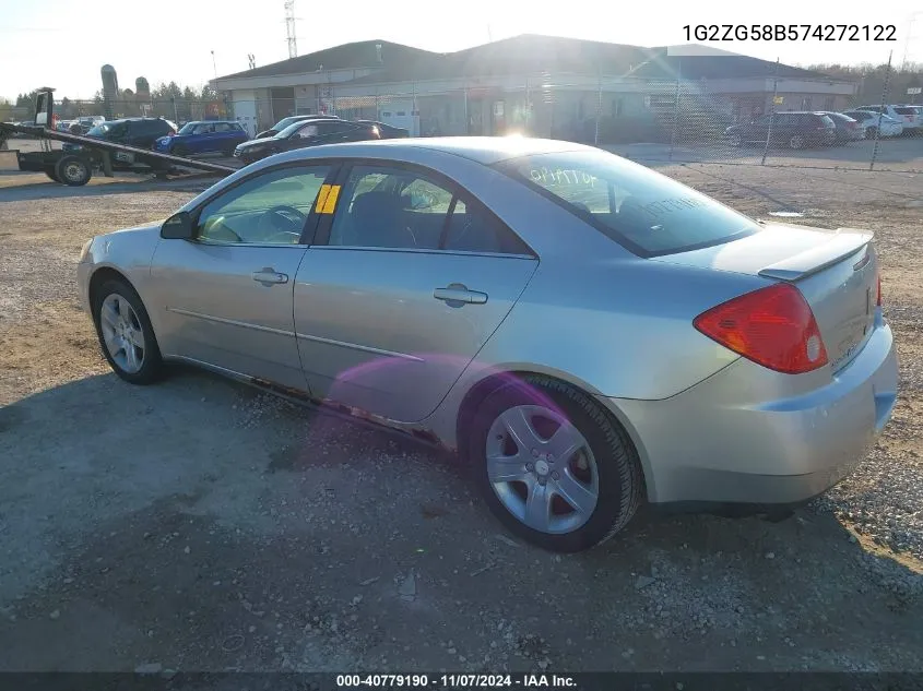 2007 Pontiac G6 VIN: 1G2ZG58B574272122 Lot: 40779190