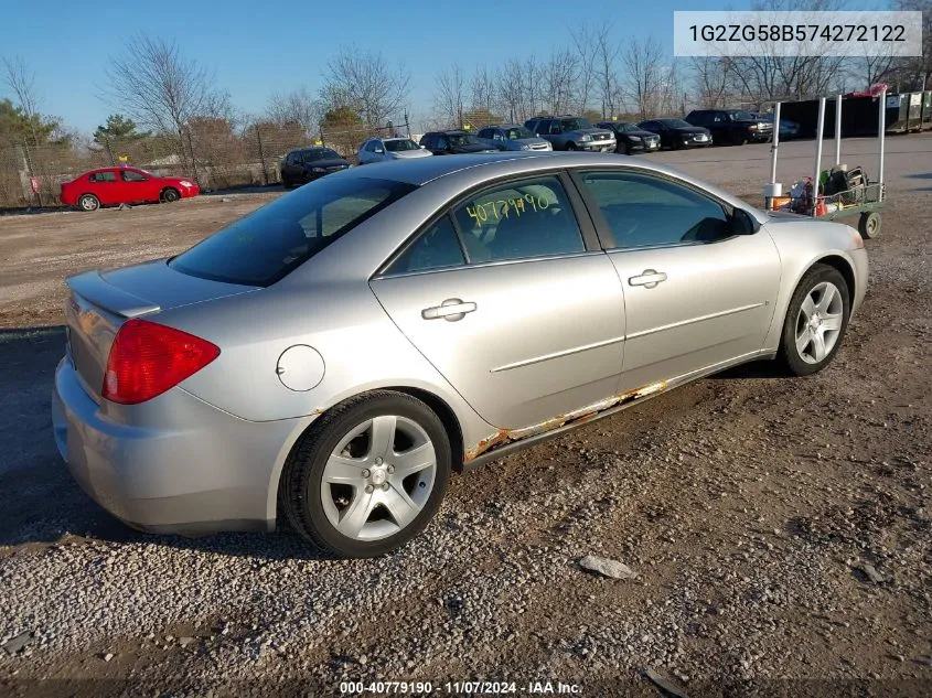 2007 Pontiac G6 VIN: 1G2ZG58B574272122 Lot: 40779190