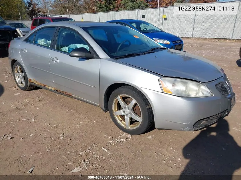 2007 Pontiac G6 VIN: 1G2ZG58N274101113 Lot: 40783018