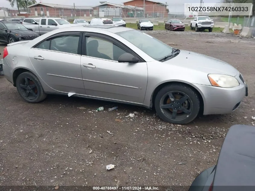 2007 Pontiac G6 VIN: 1G2ZG58NX74260333 Lot: 40788497