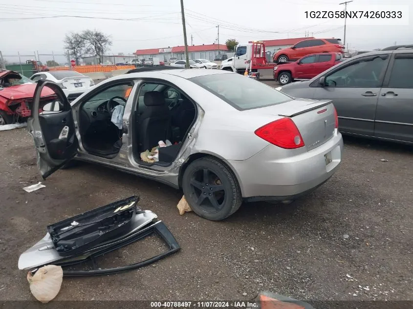 2007 Pontiac G6 VIN: 1G2ZG58NX74260333 Lot: 40788497