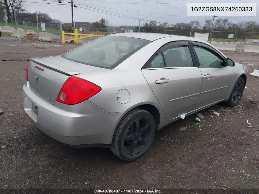 2007 Pontiac G6 VIN: 1G2ZG58NX74260333 Lot: 40788497