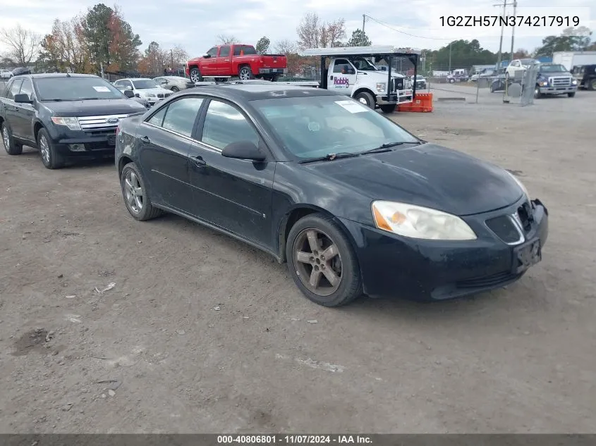 2007 Pontiac G6 Gt VIN: 1G2ZH57N374217919 Lot: 40806801