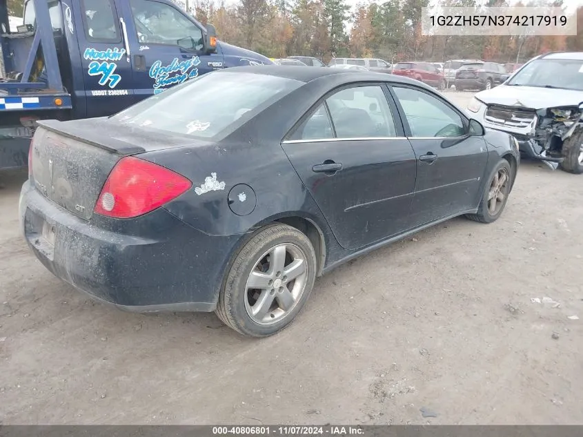 2007 Pontiac G6 Gt VIN: 1G2ZH57N374217919 Lot: 40806801