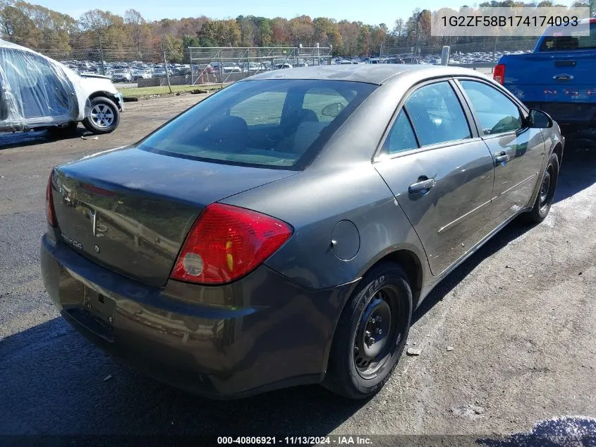 2007 Pontiac G6 Value Leader VIN: 1G2ZF58B174174093 Lot: 40806921