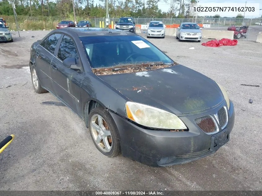 2007 Pontiac G6 VIN: 1G2ZG57N774162703 Lot: 40809367