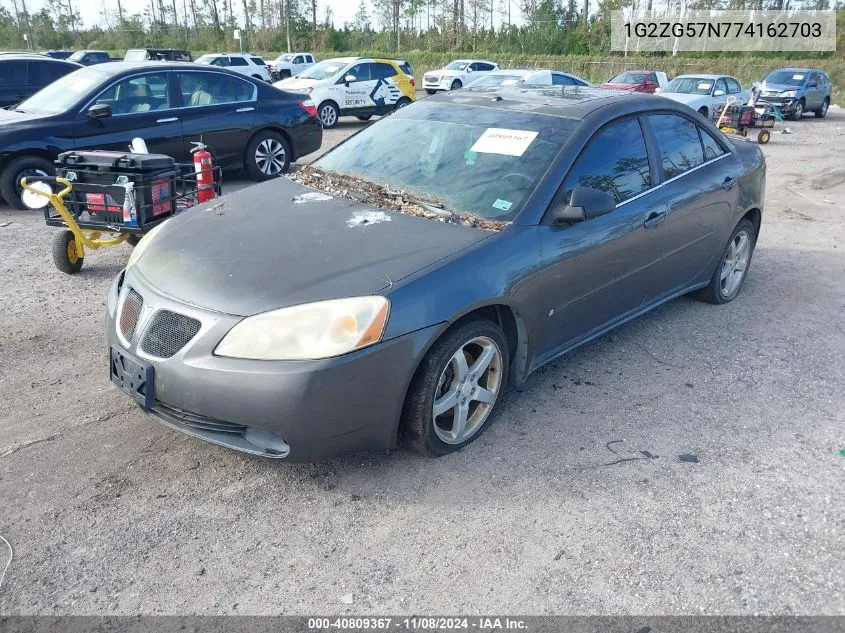 2007 Pontiac G6 VIN: 1G2ZG57N774162703 Lot: 40809367