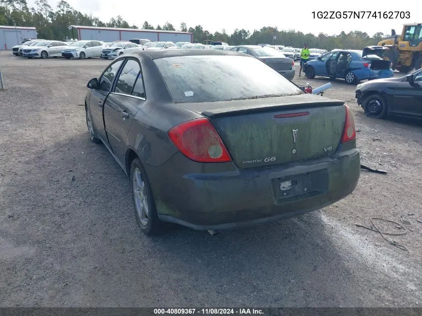 2007 Pontiac G6 VIN: 1G2ZG57N774162703 Lot: 40809367