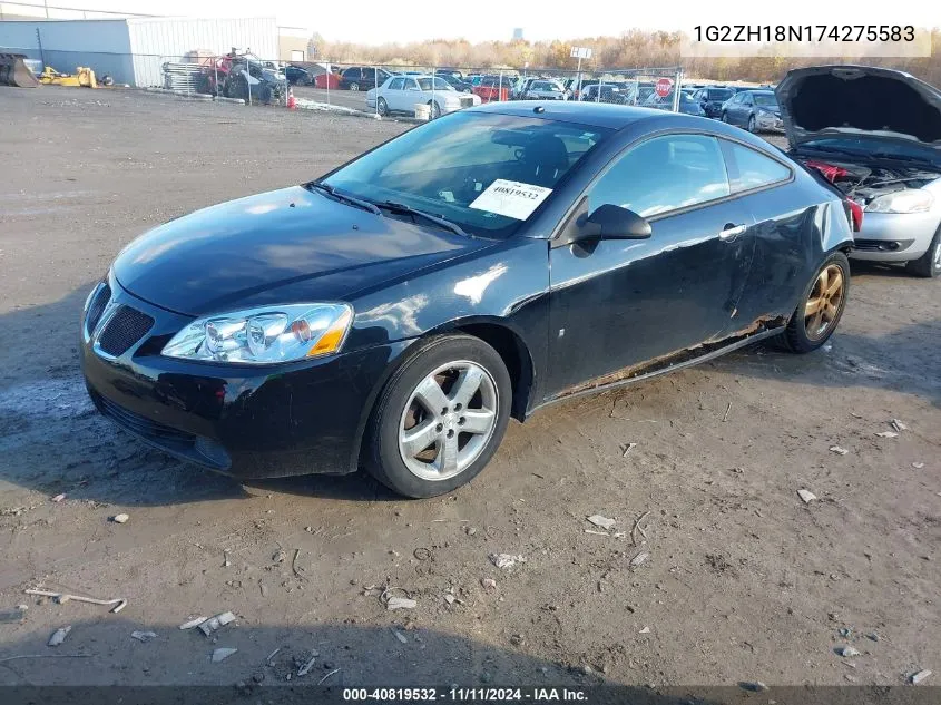 2007 Pontiac G6 Gt VIN: 1G2ZH18N174275583 Lot: 40819532