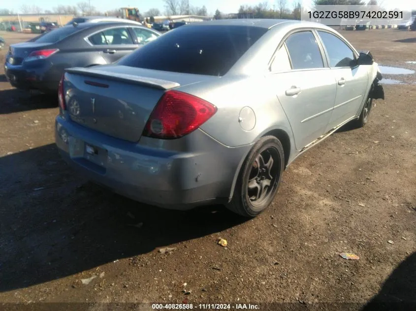 2007 Pontiac G6 Se VIN: 1G2ZG58B974202591 Lot: 40826588