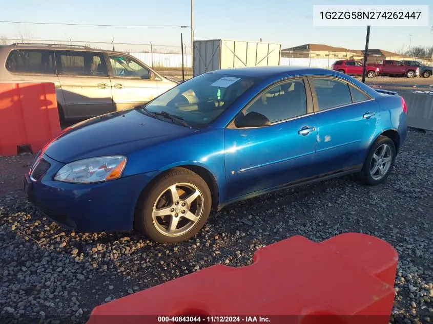 2007 Pontiac G6 Se VIN: 1G2ZG58N274262447 Lot: 40843044