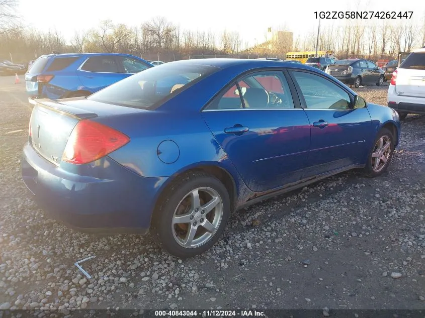 2007 Pontiac G6 Se VIN: 1G2ZG58N274262447 Lot: 40843044