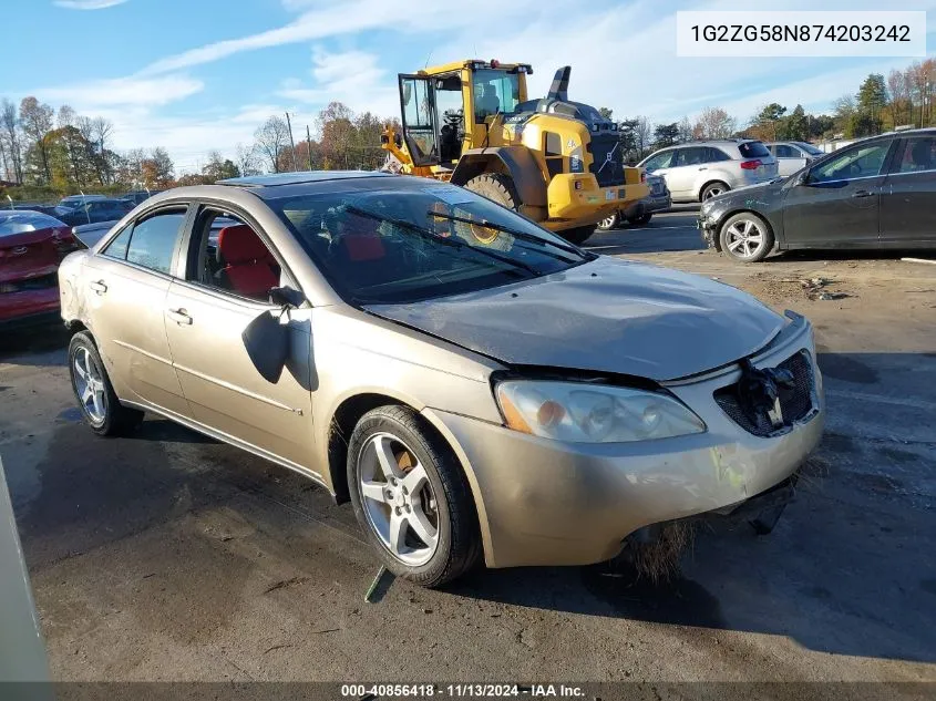 2007 Pontiac G6 VIN: 1G2ZG58N874203242 Lot: 40856418