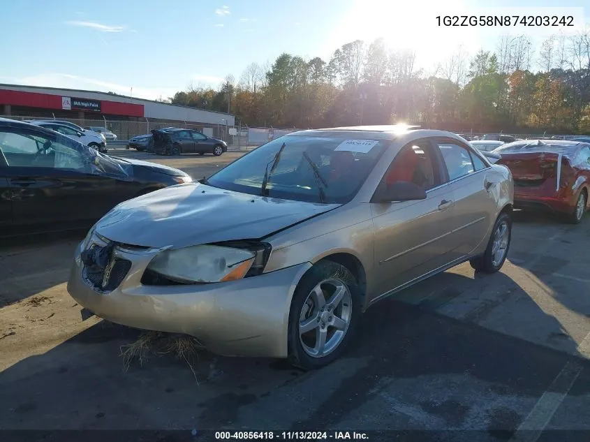 2007 Pontiac G6 VIN: 1G2ZG58N874203242 Lot: 40856418