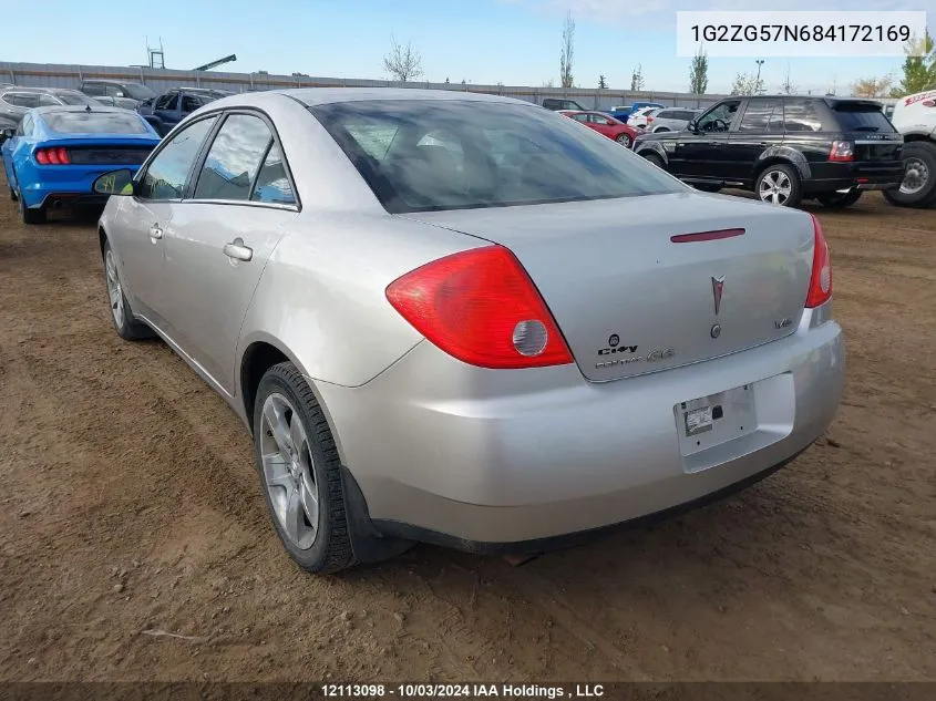 2008 Pontiac G6 VIN: 1G2ZG57N684172169 Lot: 12113098