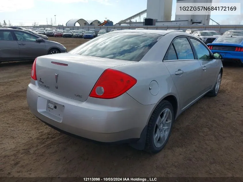 2008 Pontiac G6 VIN: 1G2ZG57N684172169 Lot: 12113098