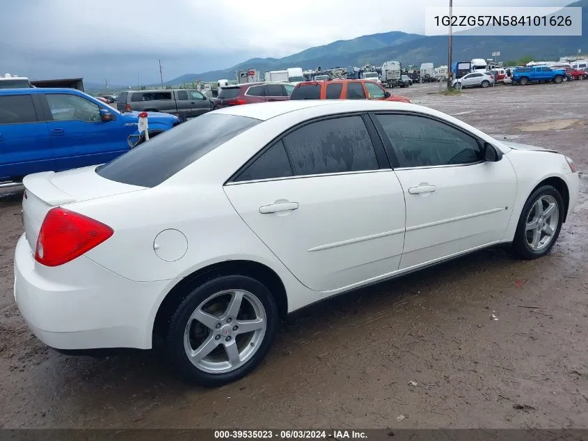 2008 Pontiac G6 VIN: 1G2ZG57N584101626 Lot: 39535023