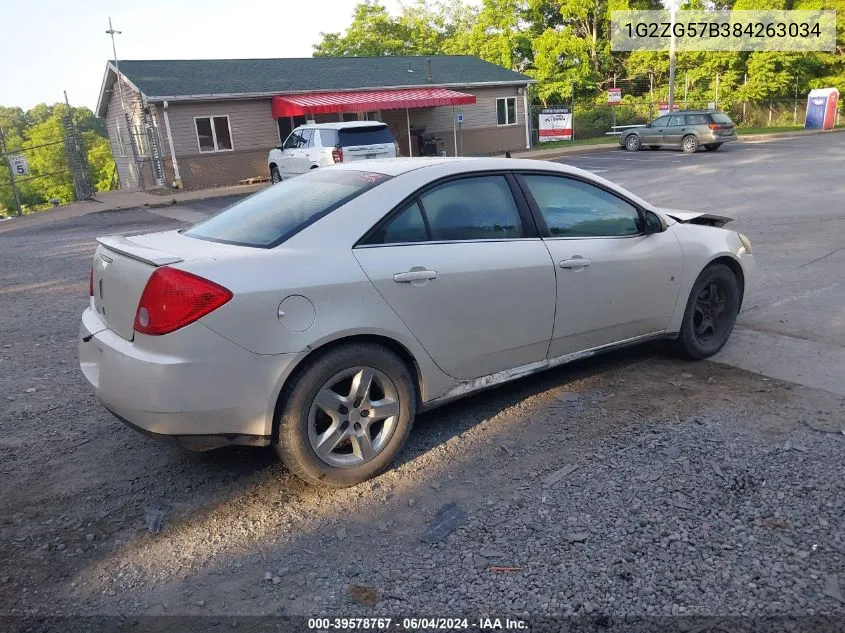 2008 Pontiac G6 VIN: 1G2ZG57B384263034 Lot: 39578767