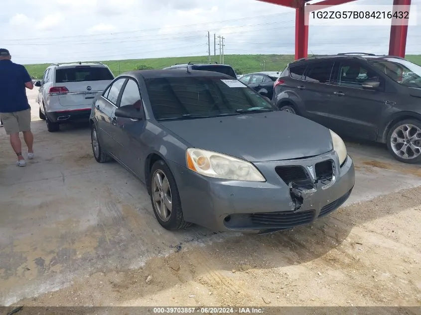 2008 Pontiac G6 VIN: 1G2ZG57B084216432 Lot: 39703857