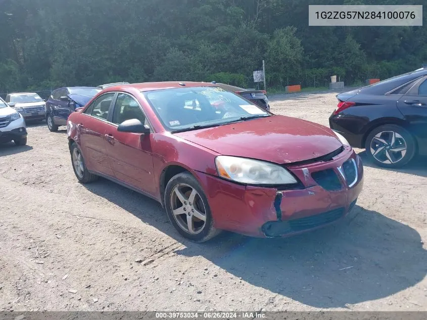 2008 Pontiac G6 VIN: 1G2ZG57N284100076 Lot: 39753034