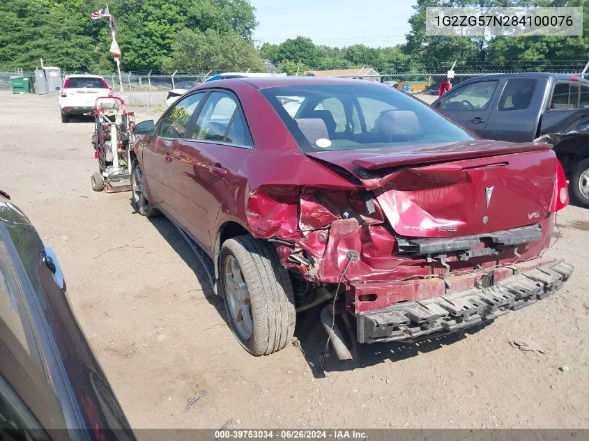 2008 Pontiac G6 VIN: 1G2ZG57N284100076 Lot: 39753034