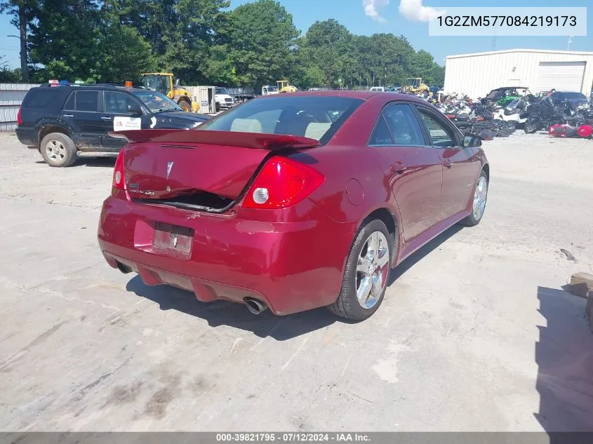 2008 Pontiac G6 Gxp VIN: 1G2ZM577084219173 Lot: 39821795