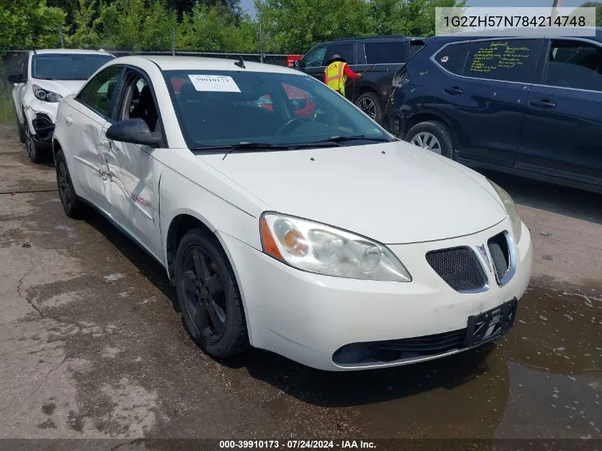 2008 Pontiac G6 Gt VIN: 1G2ZH57N784214748 Lot: 39910173