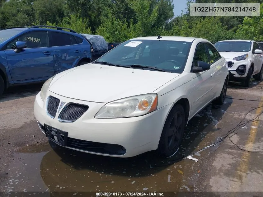 2008 Pontiac G6 Gt VIN: 1G2ZH57N784214748 Lot: 39910173