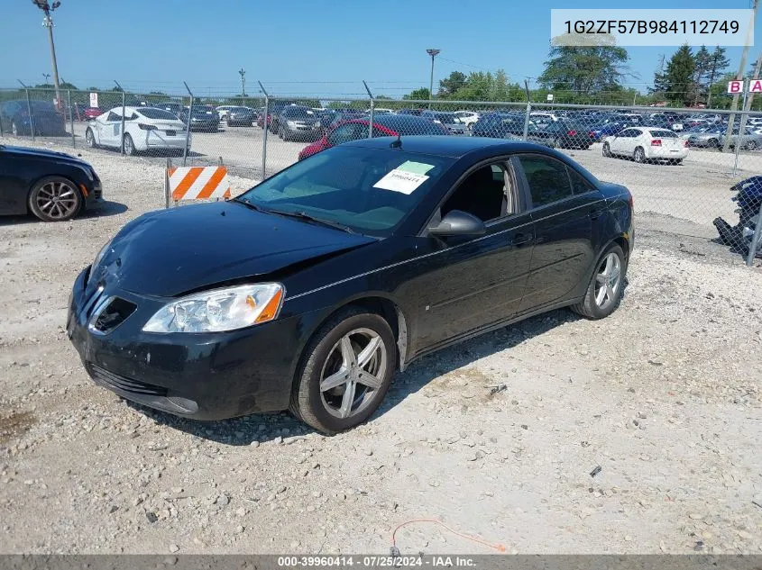 2008 Pontiac G6 Value Leader VIN: 1G2ZF57B984112749 Lot: 39960414