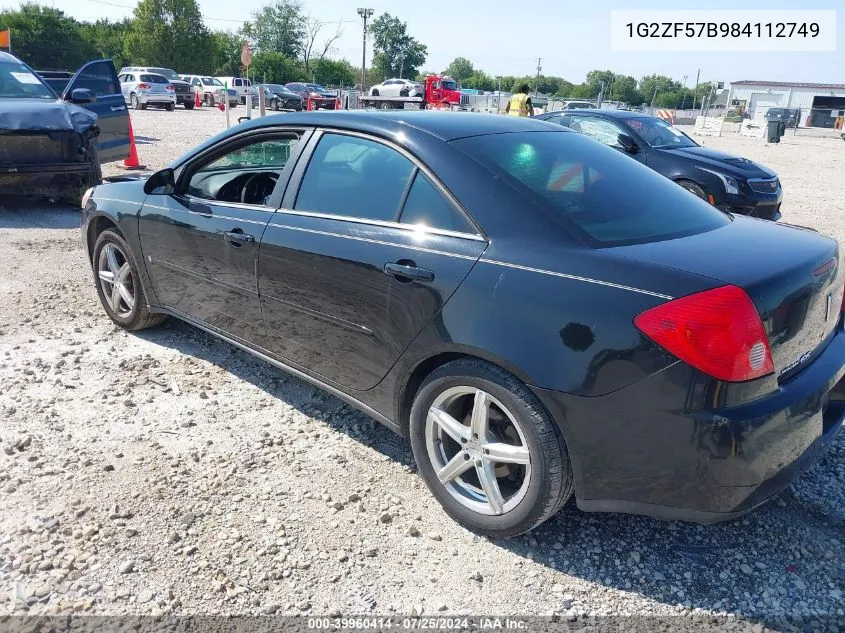 2008 Pontiac G6 Value Leader VIN: 1G2ZF57B984112749 Lot: 39960414