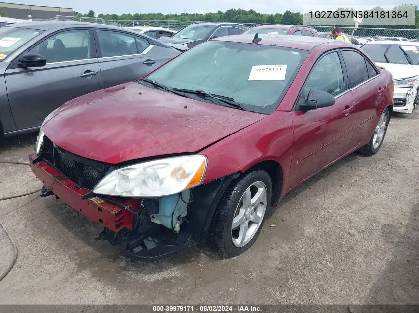 1G2ZG57N584181364 2008 Pontiac G6