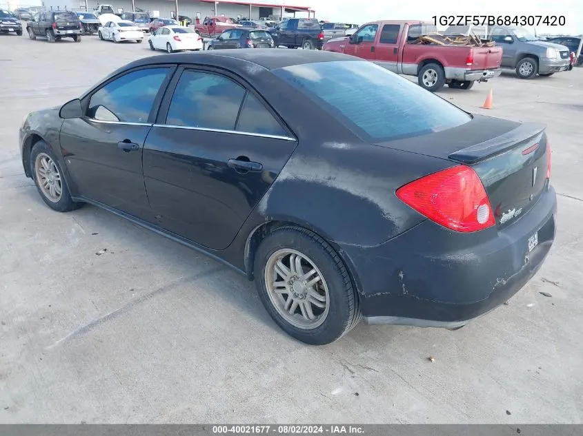 2008 Pontiac G6 Value Leader VIN: 1G2ZF57B684307420 Lot: 40021677