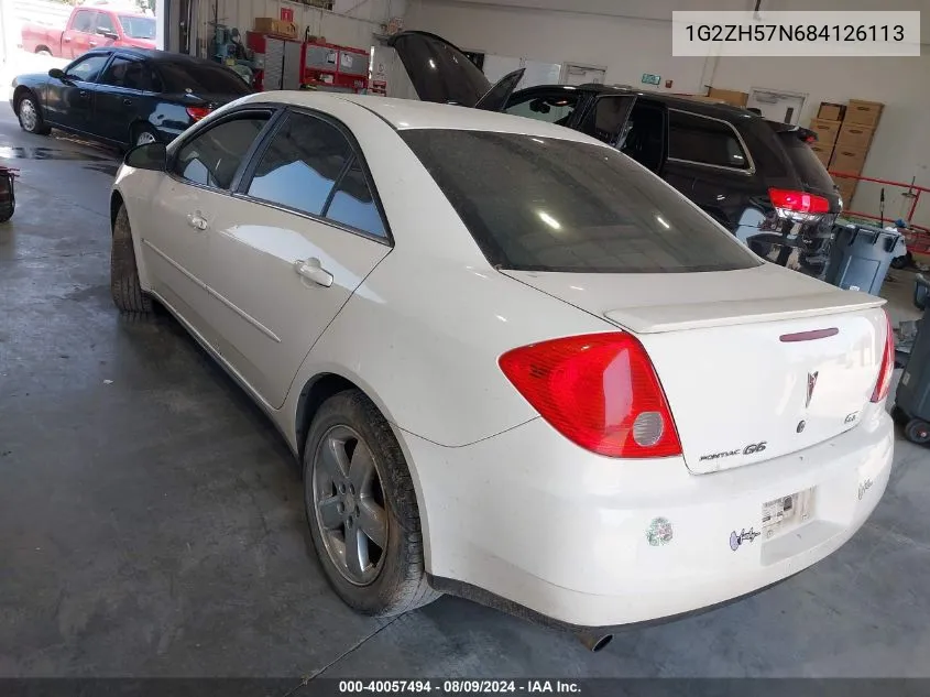 2008 Pontiac G6 Gt VIN: 1G2ZH57N684126113 Lot: 40057494