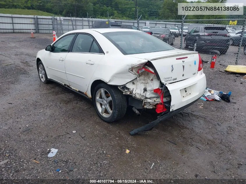 2008 Pontiac G6 VIN: 1G2ZG57N884138086 Lot: 40107704